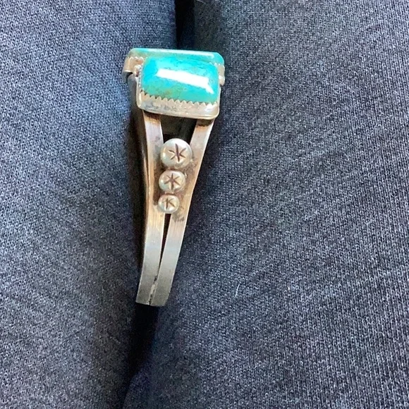 Bracelet Native American matched Natural Turquoise Sterling Silver - Picture 4 of 6